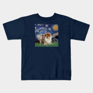 Starry Night Adapted to Include a Chow Chow Kids T-Shirt